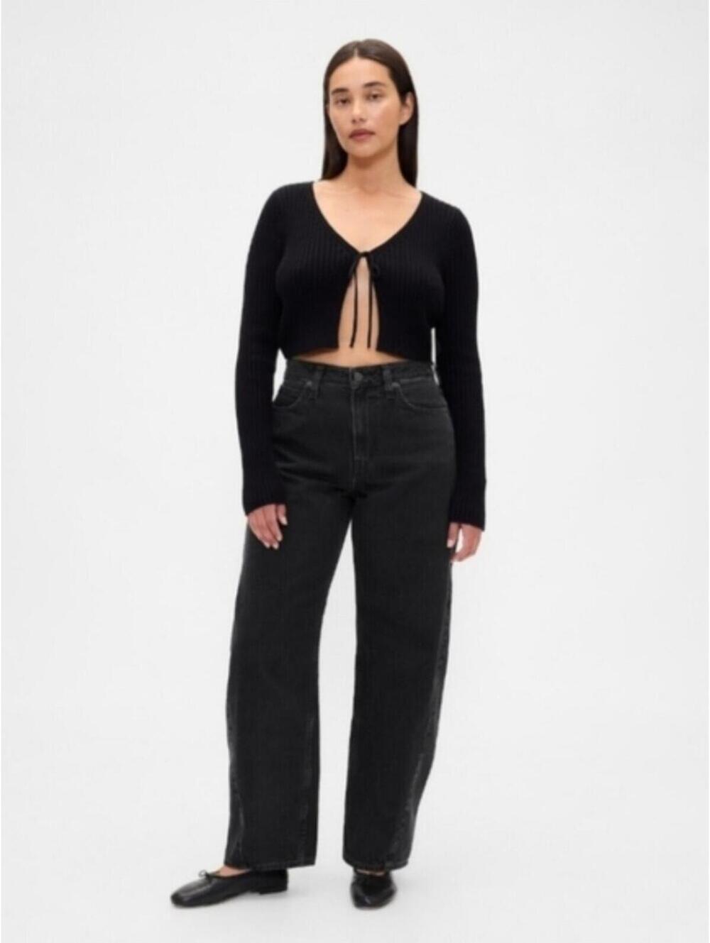 NWT Gap Curvy High Rise Barrel Jeans black wash 31 12